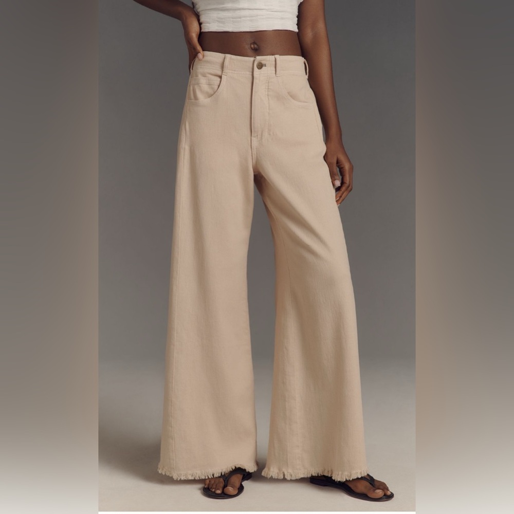 Pilcro Adi Mid Rise Flare Linen Edition: Beige - Picture 2 of 9